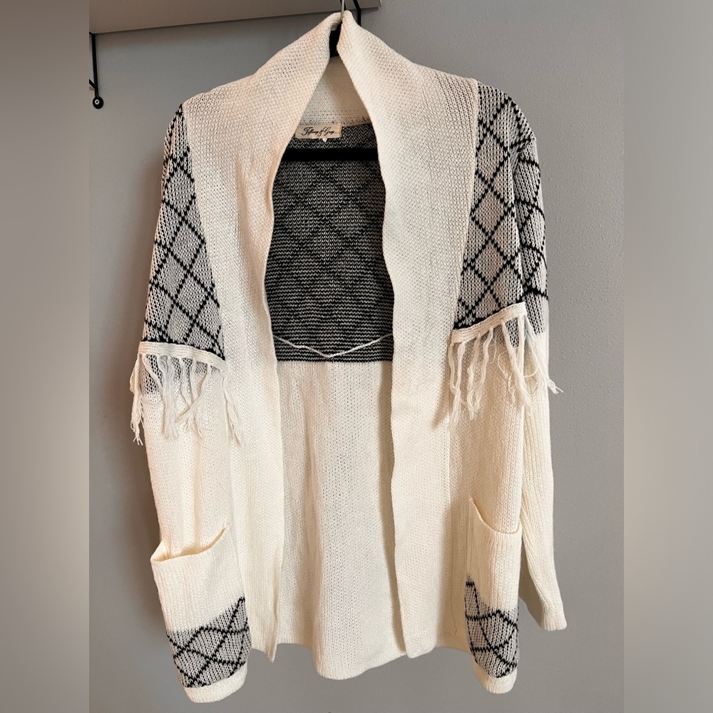 White cream heavy weighted wool cardigan